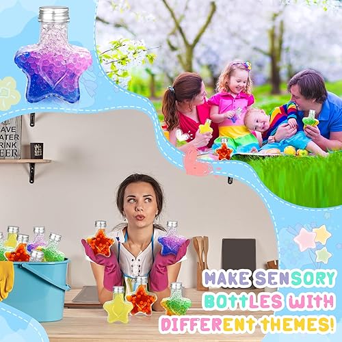 Miniatura 6 de 24 botellas sensoriales de plástico vacías con tapas de aluminio rellenables, botellas de agua de plástico transparente, tarro de plástico para