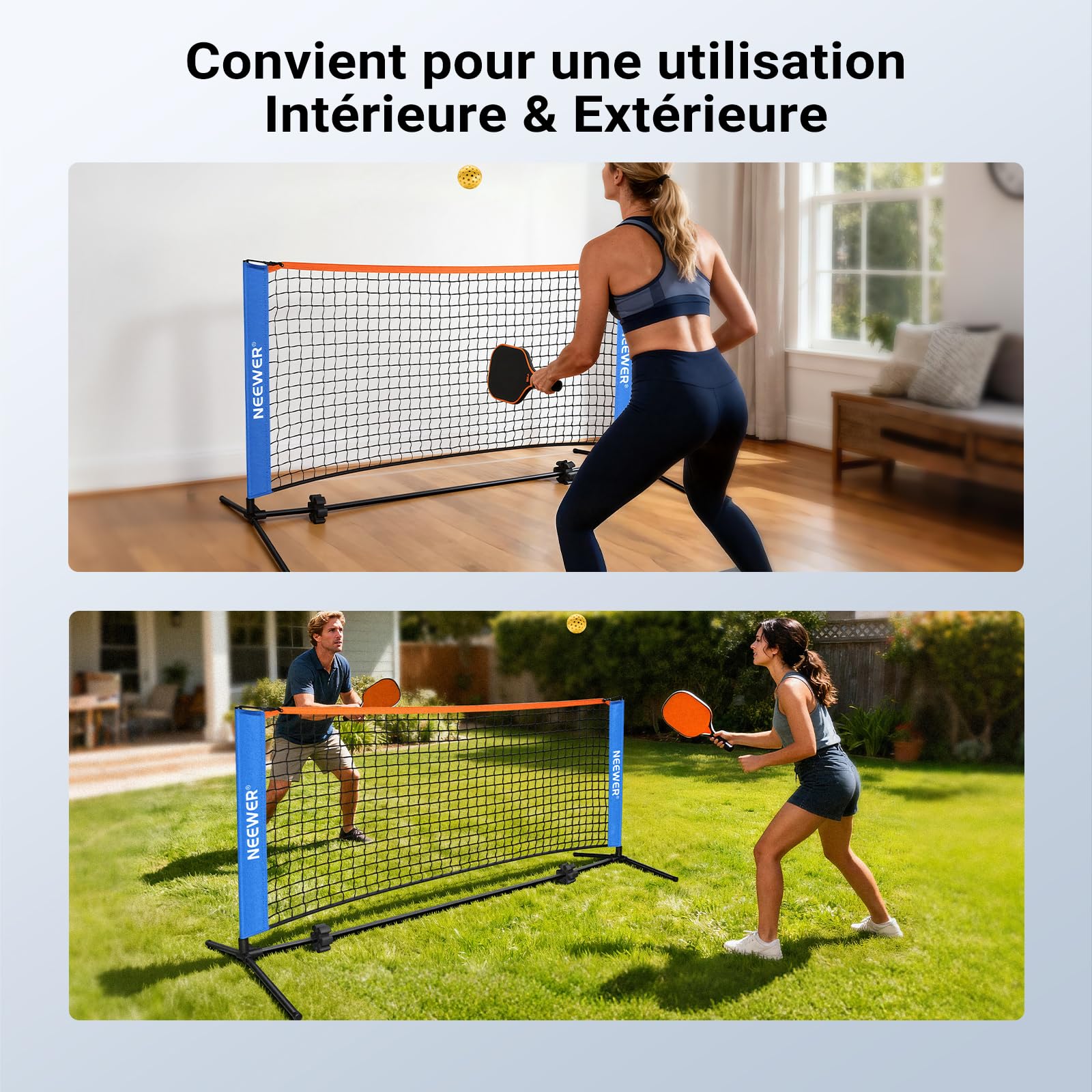 NEEWER Filet Pickleball de 1,8m de Large,Petit équipement Portable et Pliable pour Allée, Accessoires pour Entraînement et Pratique du Pickleball en Intérieur et en Extérieur,Aucun Outil Requis,PB01N