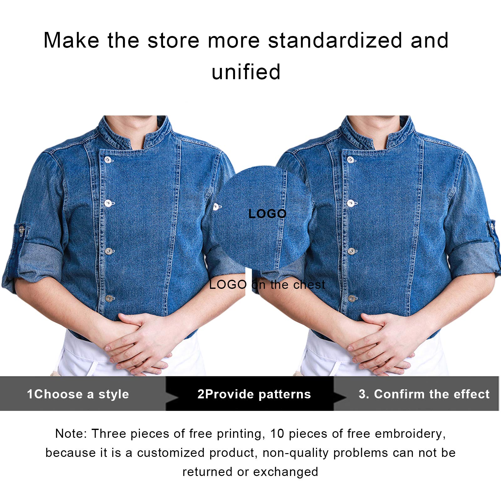 Chef Essentials Uniforme Bordado Gratis Cocinero Chaqueta Vaquero Profesional Cocina Ropa
