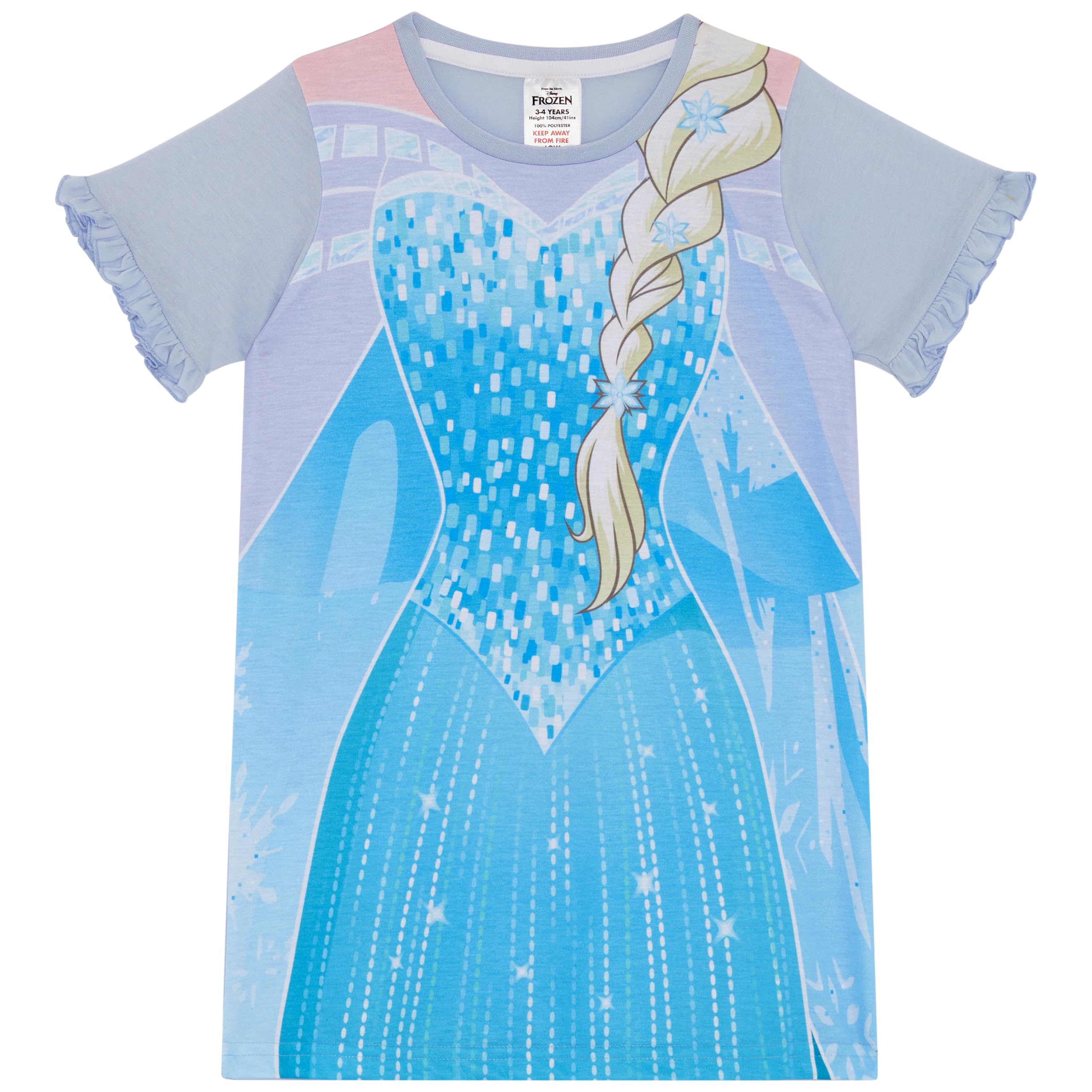 Disney Elsa Frozen Short Sleeved Dress Up Nightie/Nightdress 5-6yrs