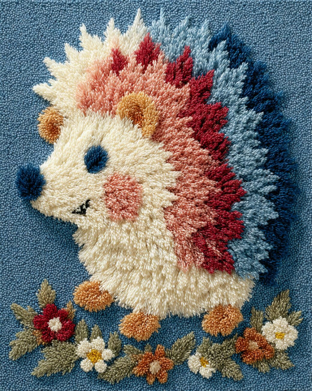 AxiangziK Animal Diy Materiales Para Hacer Alfombras Erizos Y Flores Kits De Ganchillo Para Hacer Alfombras，Bordado A Mano，Tapices，Regalos Para Aficionados Al Bricolaje. 21x29in