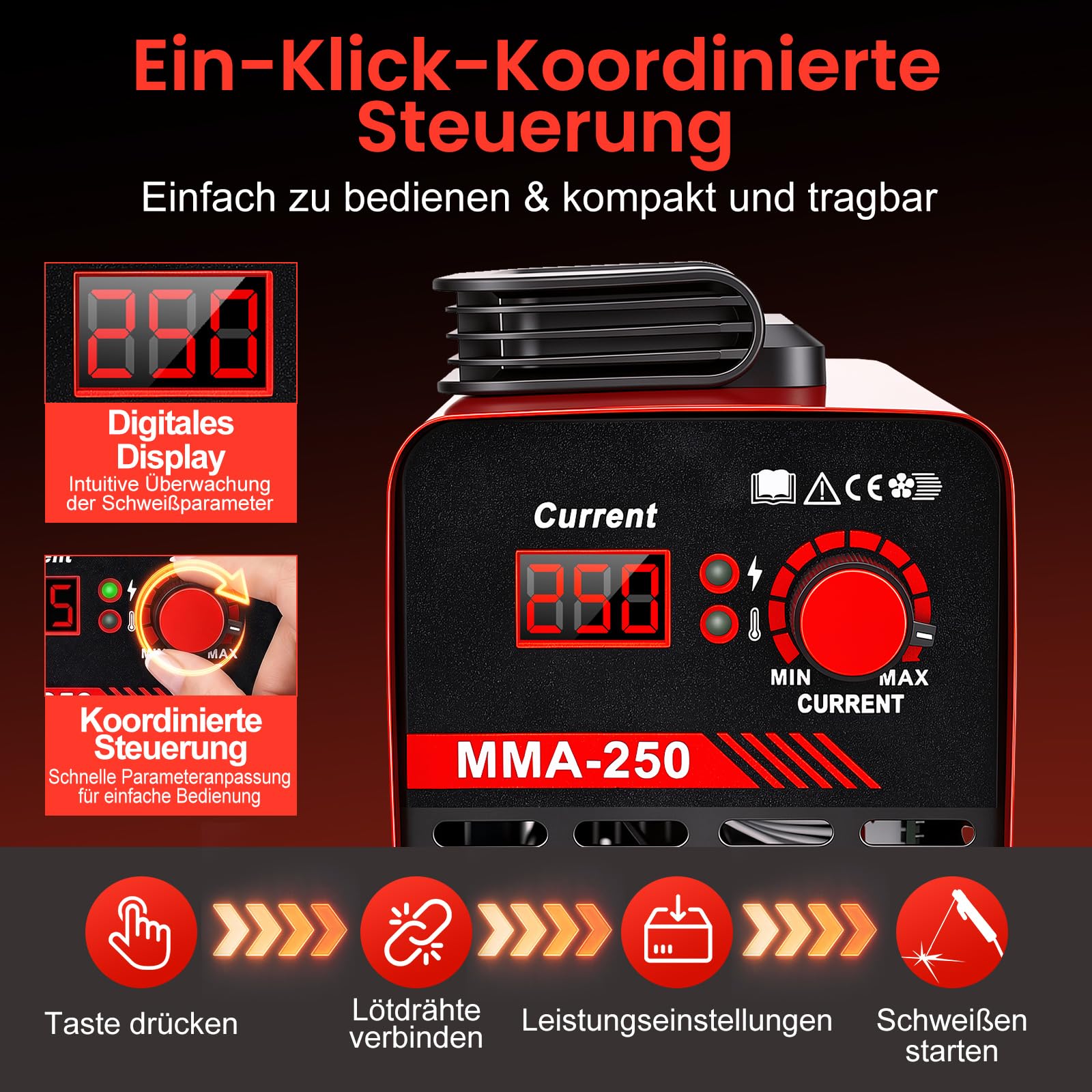 Saldatrice Inverter Elettrodo MMA 140A 220V con display LCD