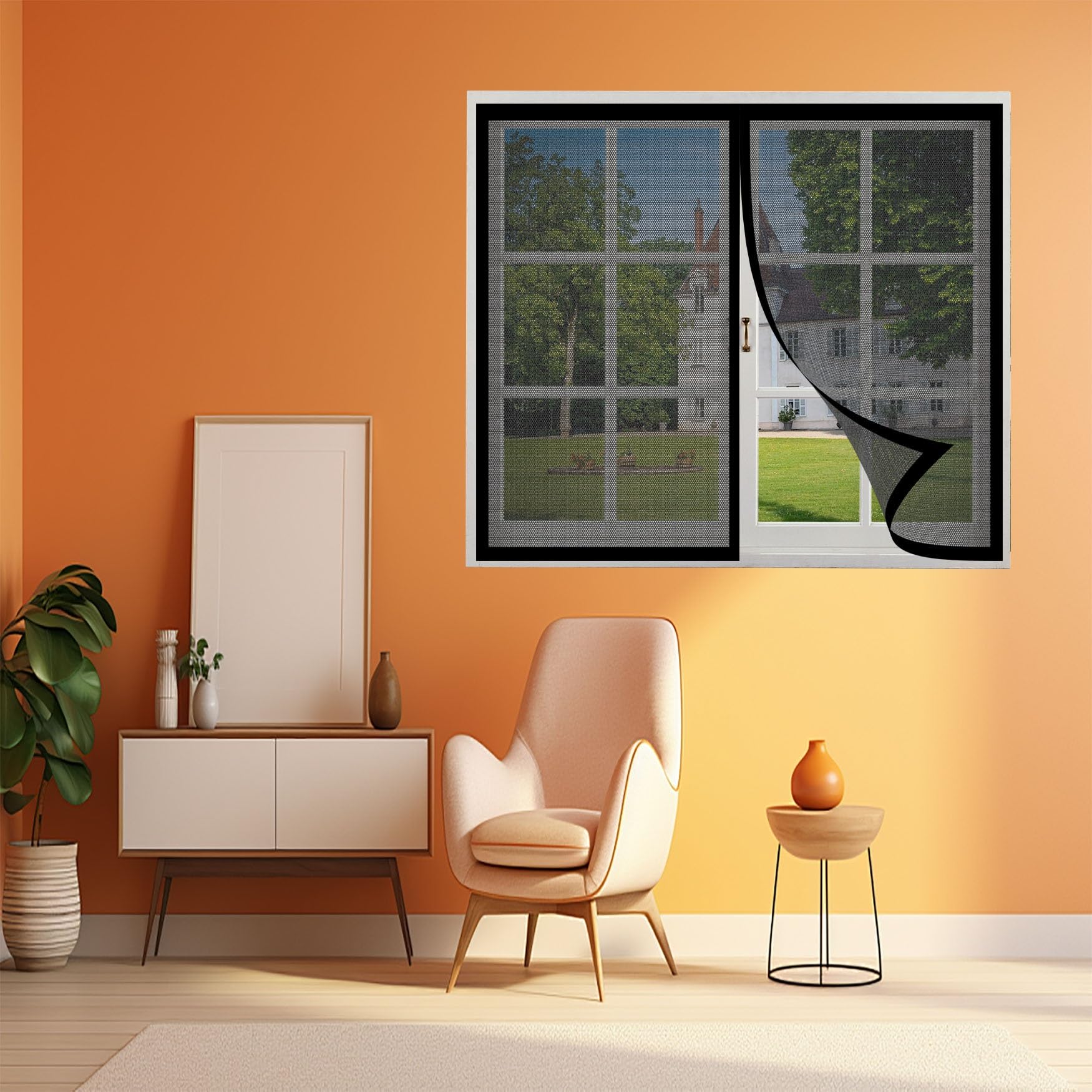 Moustiquaire porte fenêtre 102 x 202 cm noir sans percer