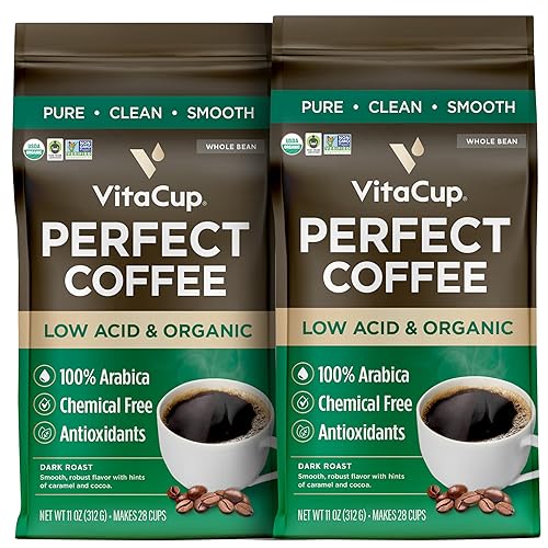 VitaCup Perfect - Granos de café bajos en ácido, orgánico USDA y de comercio justo, sin micotoxinas, tostado oscuro de Guatemala de origen único, VitaCup Perfect - Granos de café bajos en ácido, orgánico USDA y de comercio justo, sin micotoxinas, tostado oscuro de Guatemala de origen único,