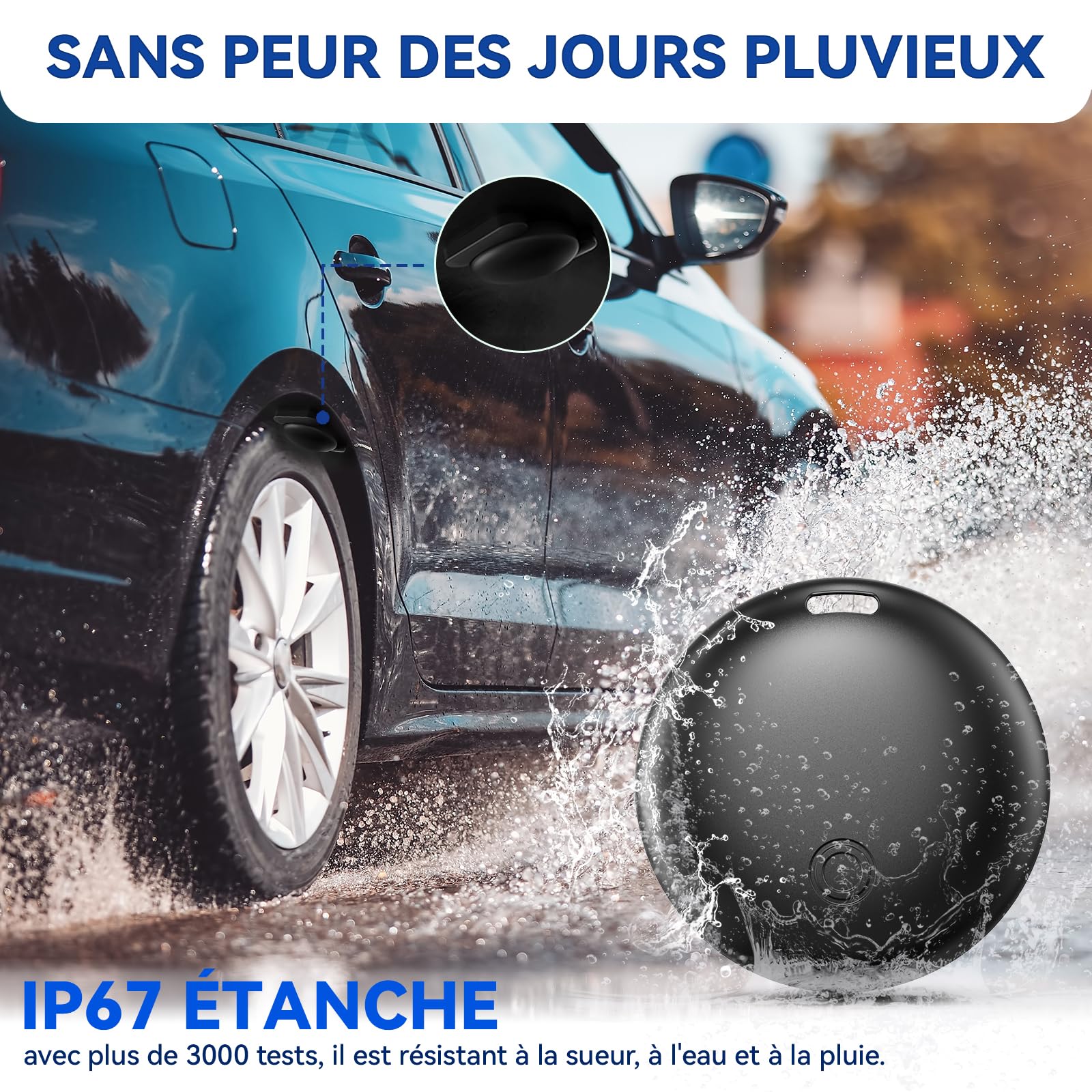 Traceur GPS Voiture, Car GPS Tracker pour Android y iOS, Magnétique Tracker de Voiture sans Abonnement, Invisible Bluetooth Smart Tag pour Moto/Wagons/Vélo (Noir)