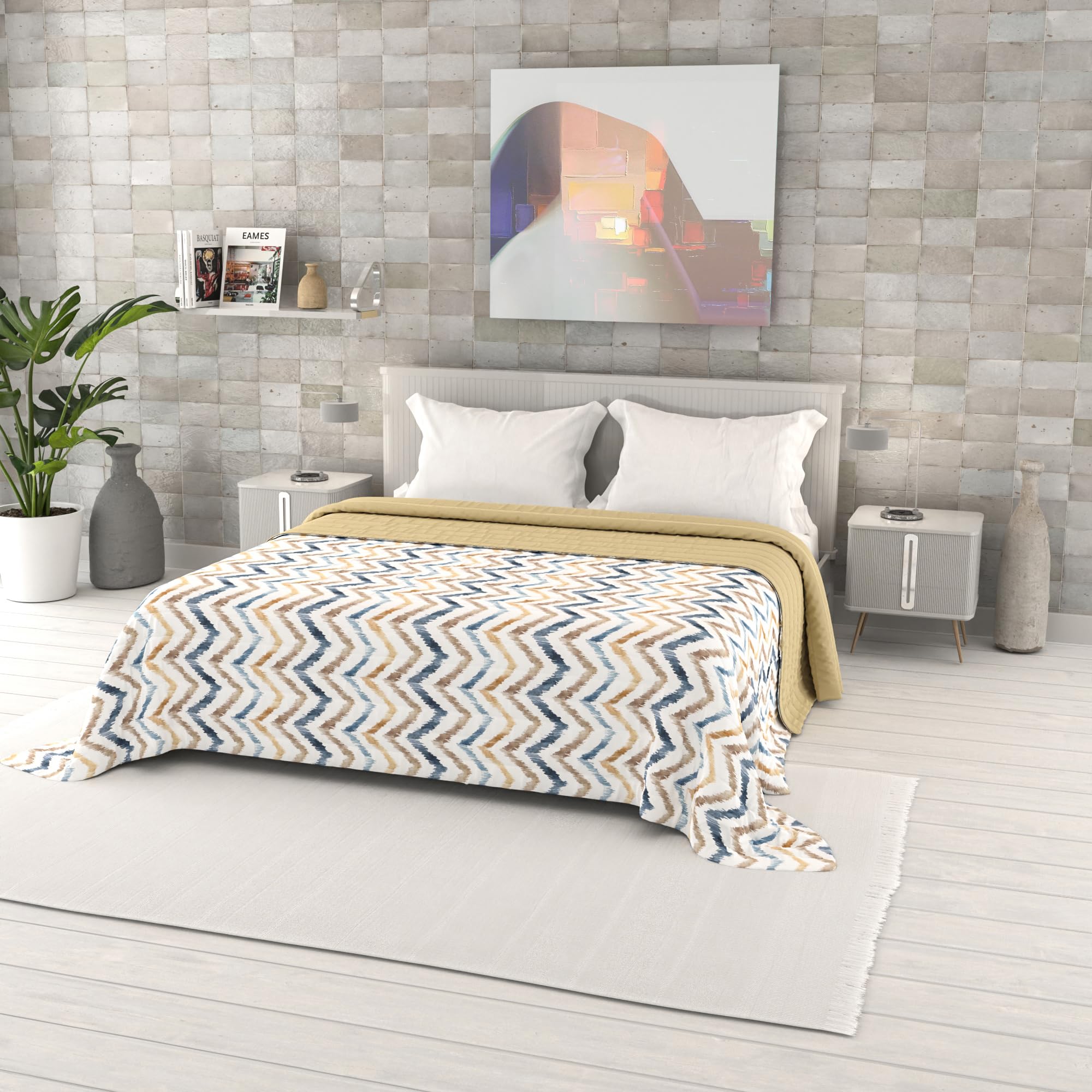 Italian Bed Linen Fantasy Printed Summer Quilt, Polyester Filling, Hippy, 260 x 270 cm