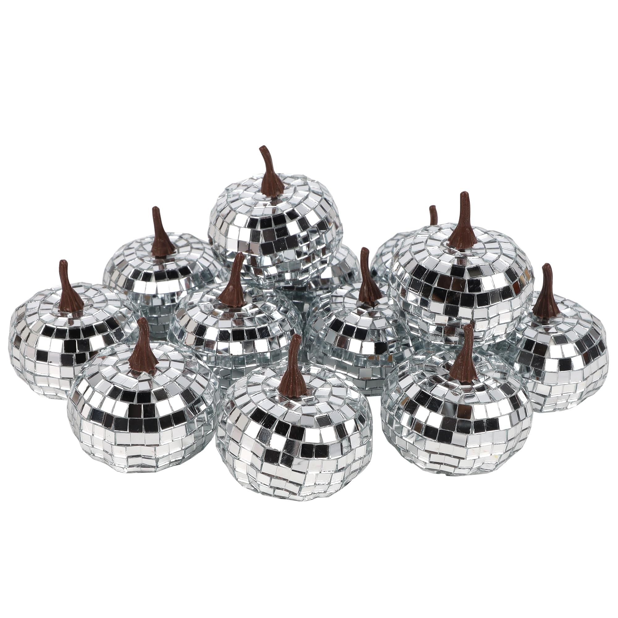 winemana 12 Pack Silver Pumpkin Fall Decor, Foam Glitter Pumpkins for Decorating Mini Artificial Craft Pumpkins for Thanksgiving Table Party Harvest Decorations