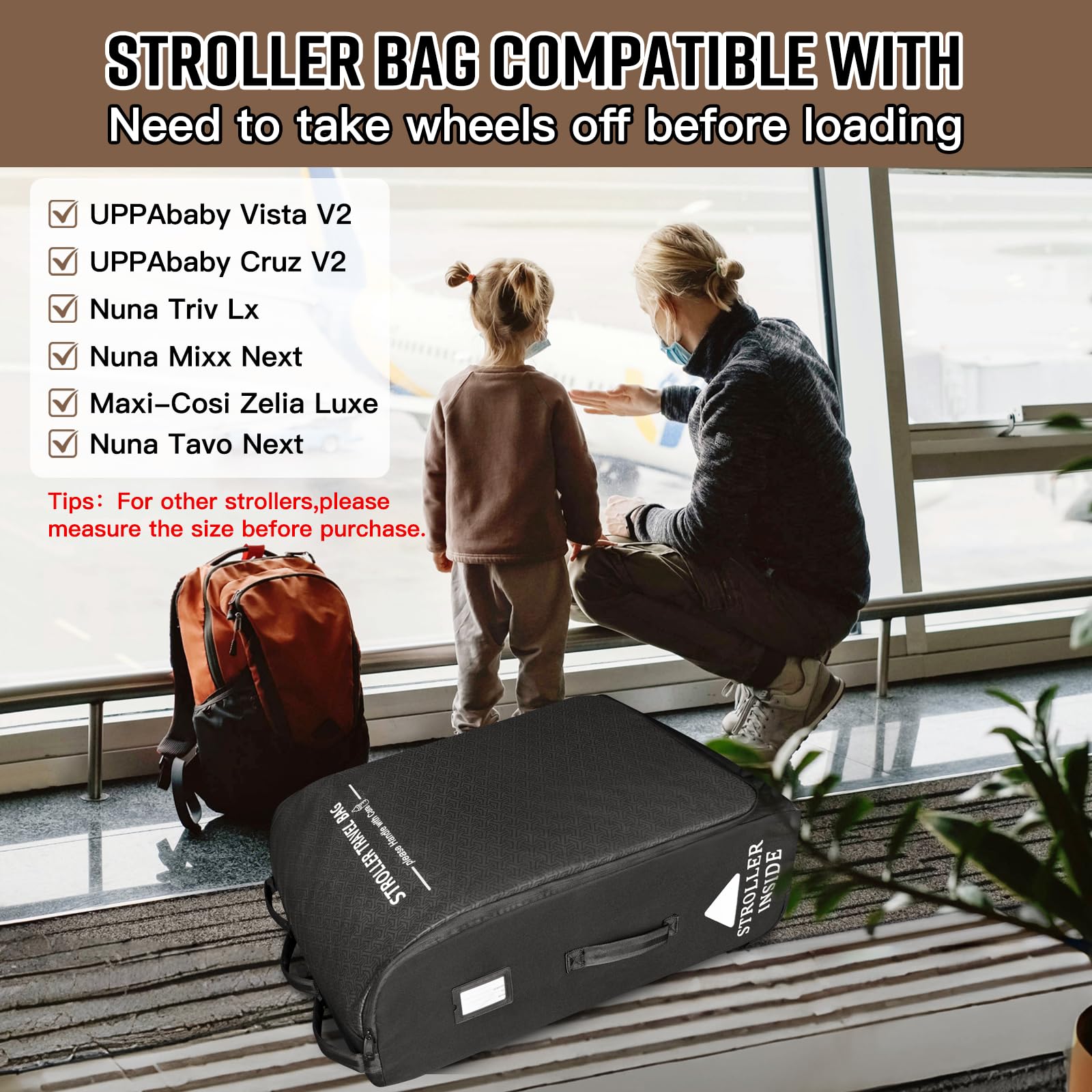 RAYMACE Bolsa de Viaje Acolchada para Cochecito de bebé, con Ruedas, para UPPAbaby Vista V2, Cruz V2 (Quitar Las Ruedas traseras), Funda Protectora de Viaje con diseño de fantasía