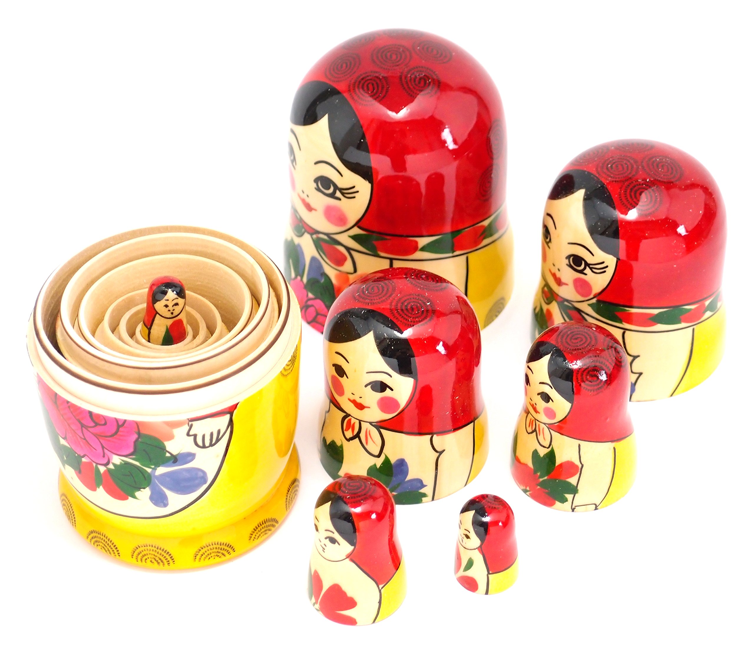 Amazon | セミョーノフ産 マトリョーシカ 7個組 伝統柄 赤 [ロシア