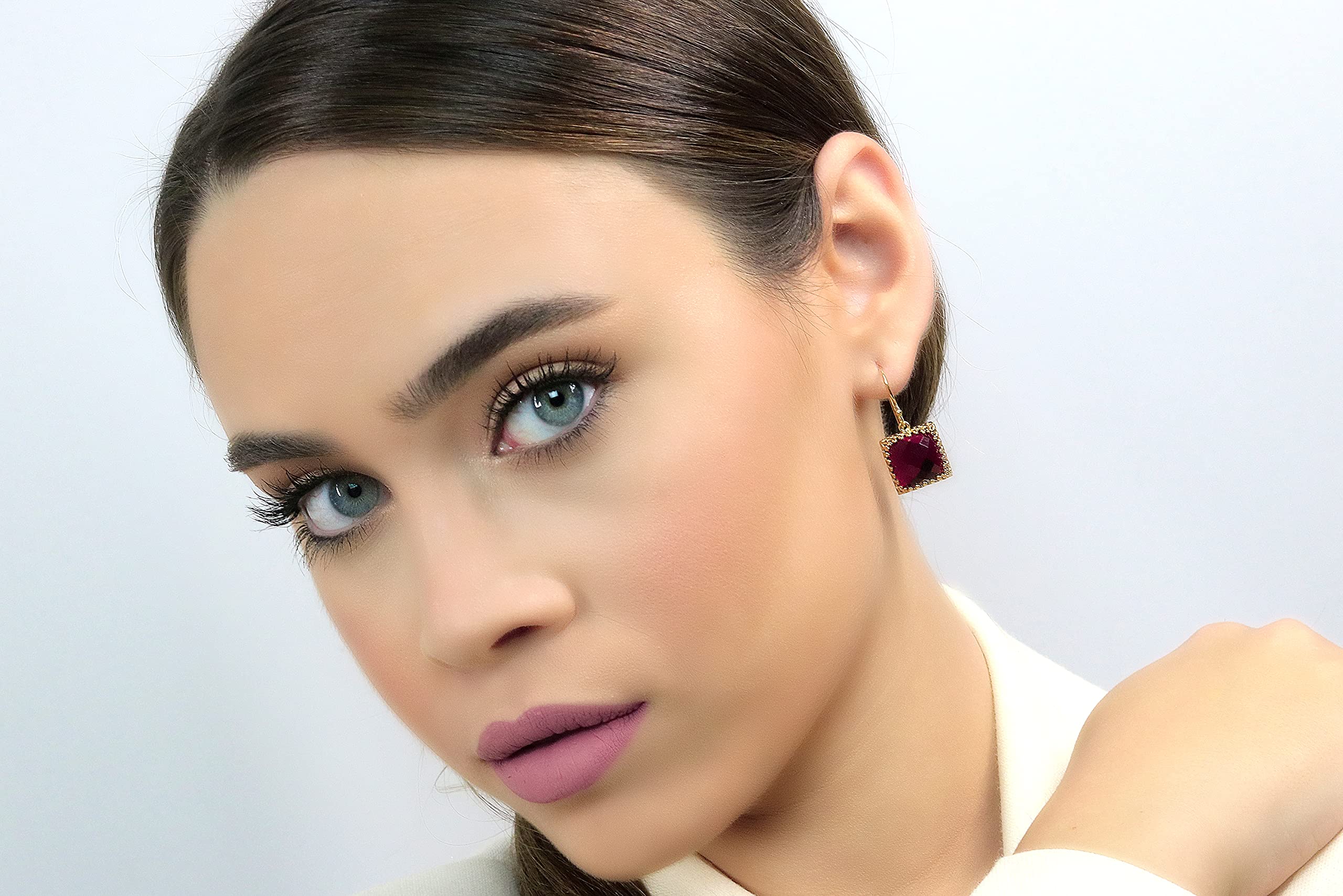 Pendientes Granate Hechos a Mano - Pendientes Cuadrados Piedra de Nacimiento para Mujeres - Joyas Moda, Joyas Regalo, Joyas Personalizadas - Pendientes para Boda, Fiestas, Ropa Casual - con Caja Joyas