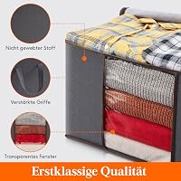 Lifewit Tárolózsák Szett 2db - 60L Fedeles Ruhásszekrény Rendszerező, Összecsukható Textil Tárolódoboz Megerősített Fogantyúval Paplanokhoz, 3