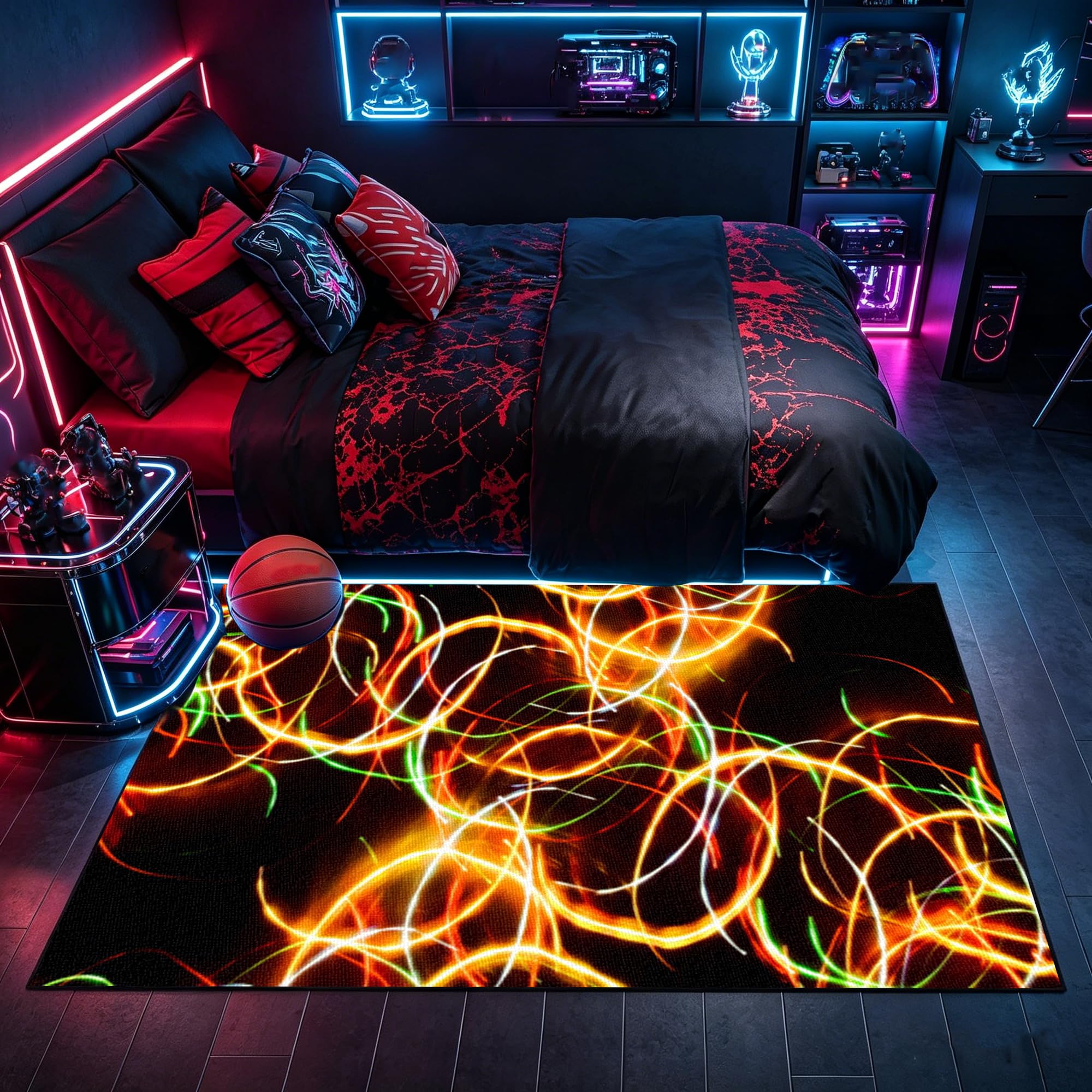 Tappeto da Gioco per Camera da Letto dei Ragazzi, Tappeto colorato per Gamepad, Tappeto da Gioco per Sala Giochi, Protezione Pavimento, Decorazione per Sala Giochi 200 x 210 cm