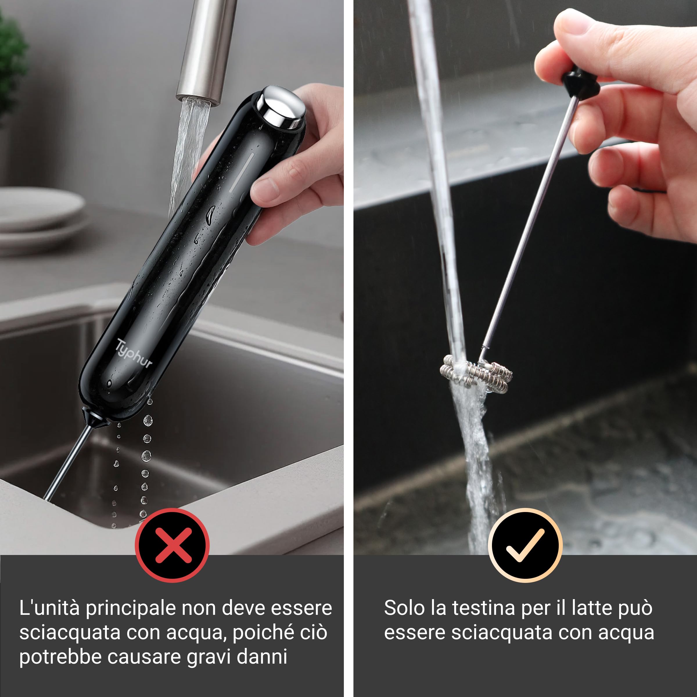 Typhur InstaWhisk Montalatte Elettrico Portatile, Velocità Variabile 1600-10000 RPM, 3 Fruste Removibili, Ricarica USB-C, Frullino per Cappuccino, Latte Macchiato, Cioccolata Calda, Bevande Vegetali
