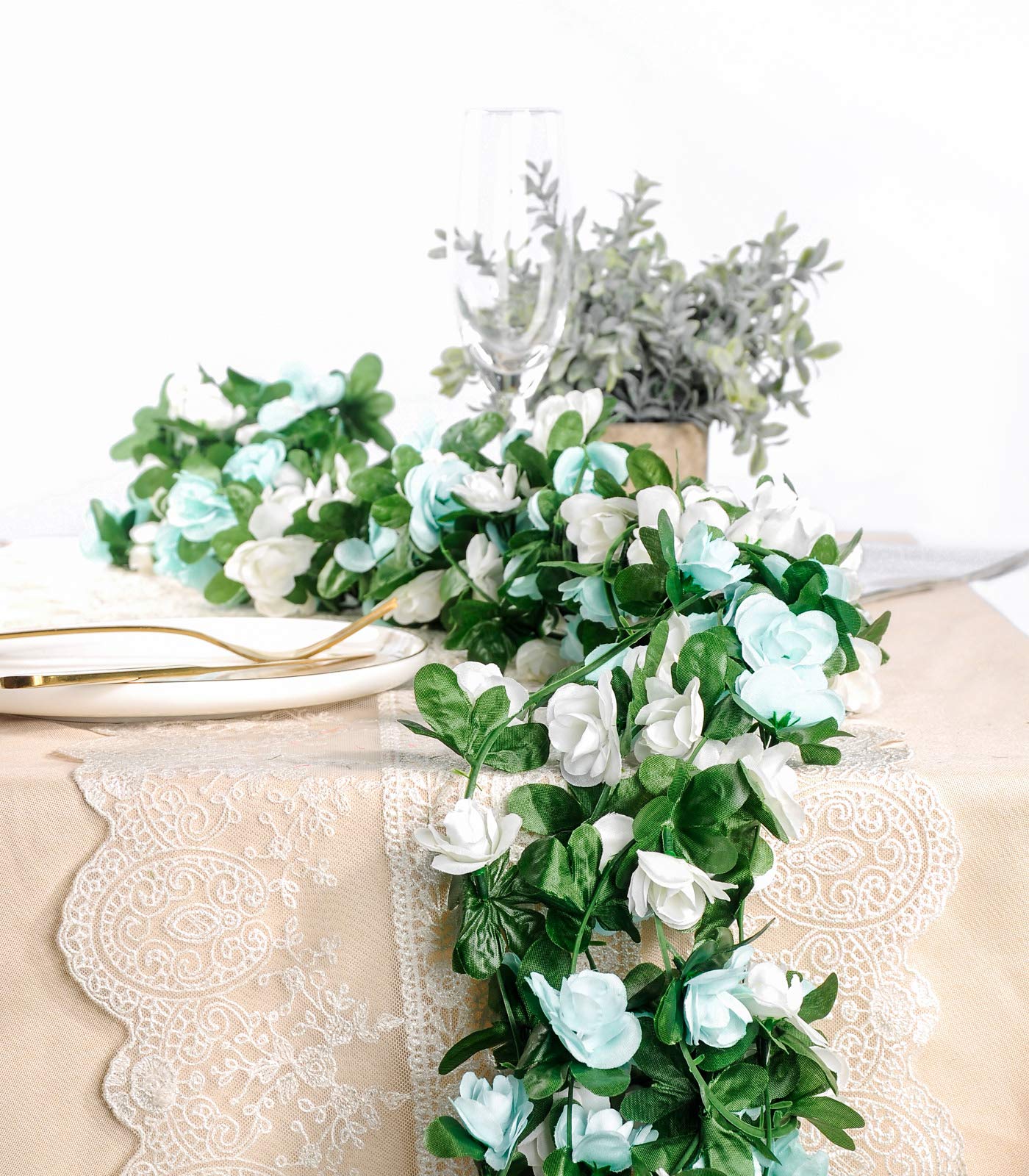 Miracliy 8 Pack 65 FT Flower Garland Decorations Plastic Artificial Flowers for Wedding Decoration Photo Booth Backdrop