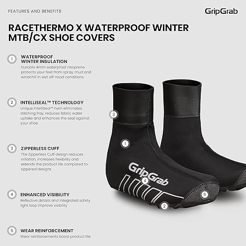Miniatura 2 de GripGrab RaceThermo X - Fundas impermeables para zapatos de ciclismo de invierno para clima frío, neopreno, para ciclismo todoterreno