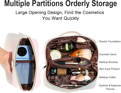 Miniatura 3 de Regalos para mujeres y niñas  Bolsa de maquillaje con iniciales con monograma, bonita bolsa de maquillaje cosmética para mujeres, regalos de