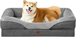 EHEYCIGA Orthopedic Dog Bed Large, 91x68x18cm Memory Foam Dog Couch with Sides and Waterproof Liner, Pet Sofa with Washable Removable Cover and Non-Slip Bottom, Grey