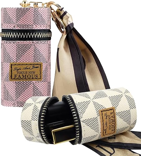 Organizador de lápiz labial, bolsa de cuero para brillo de labios con llavero, mini estuche portátil para lápiz labial para brillo de labios, bolso,