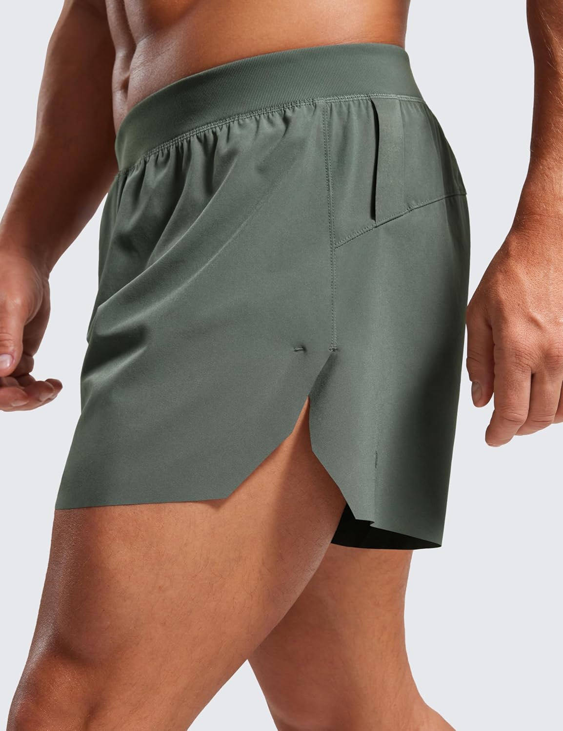 CRZ YOGA Mens Side Split Running Shorts 4'' - Quick Dry for Athletic Gym Workout with Zip Pocket and Brief Liner - Image 4