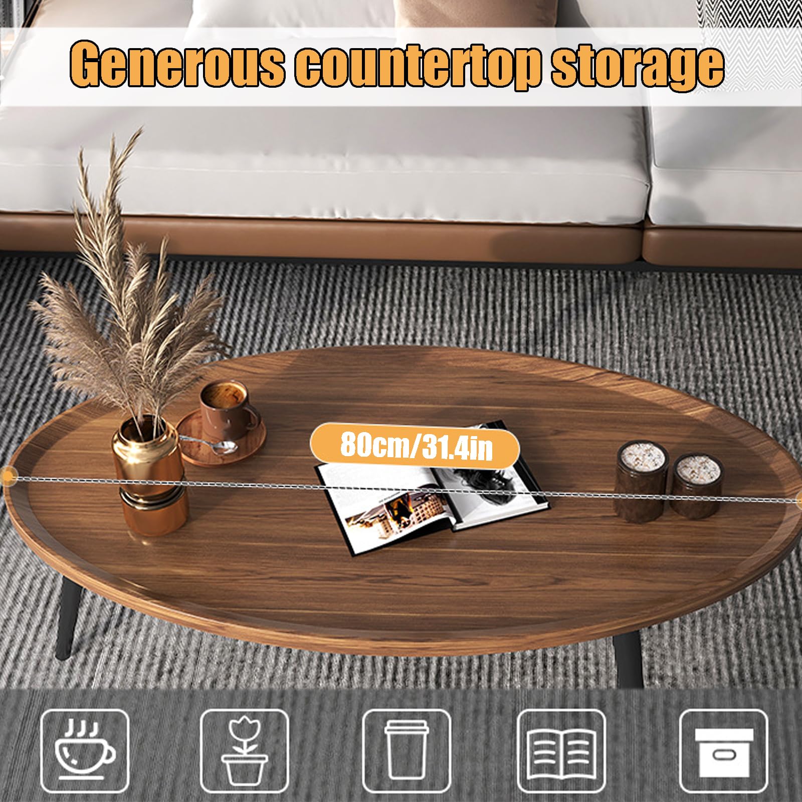Table Basse Ovale Moderne Qorkhogr - Forme Nuage 100x47x42cm - Bois Mangue Blanc - Style Minimaliste Salon