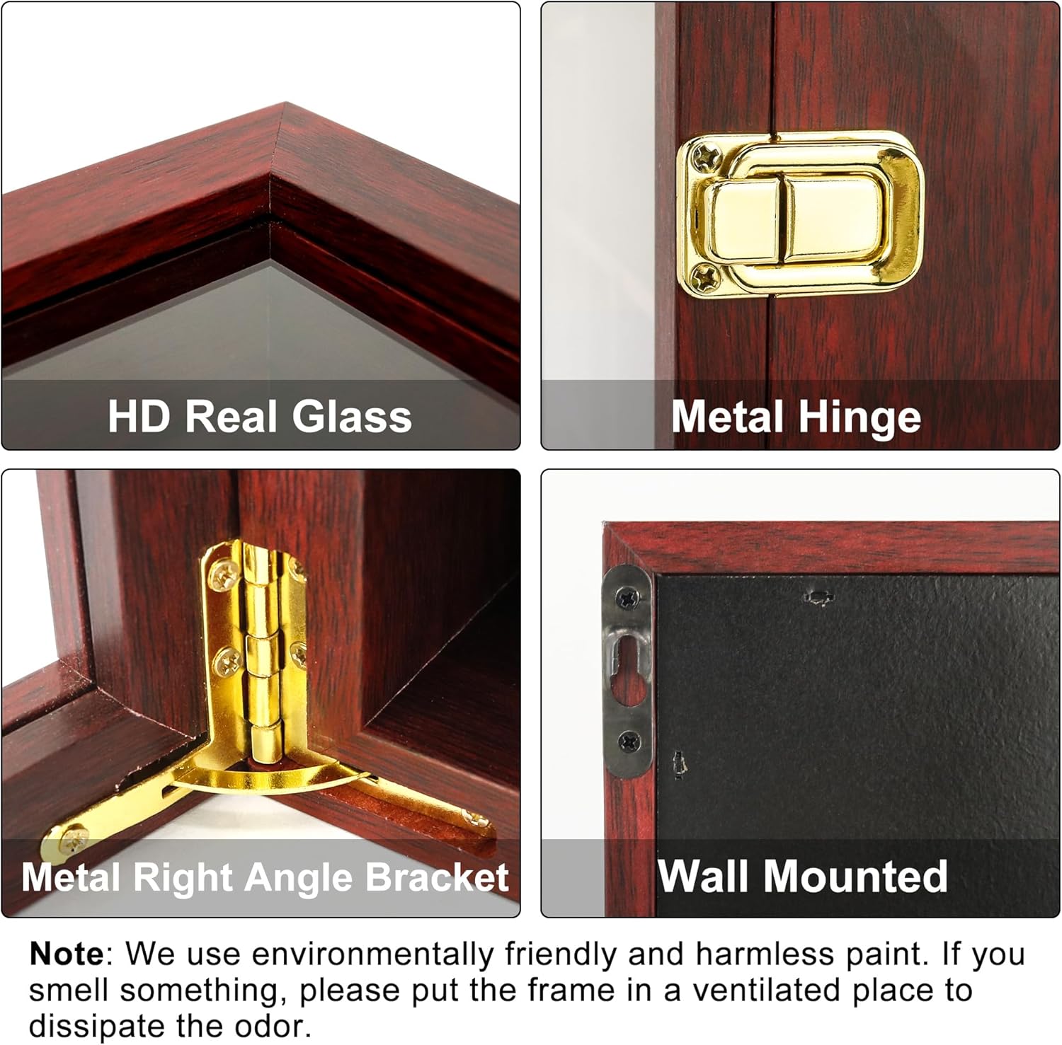 FramePro Rock Display Case - Adjustable Mineral Collection Box with Glass Lid, Wooden Cabinet for Rock, Fossil, Crystal, Seashell Collections - Geology Gift for Adults/Kids (13.5" x 13.5", Cherry)