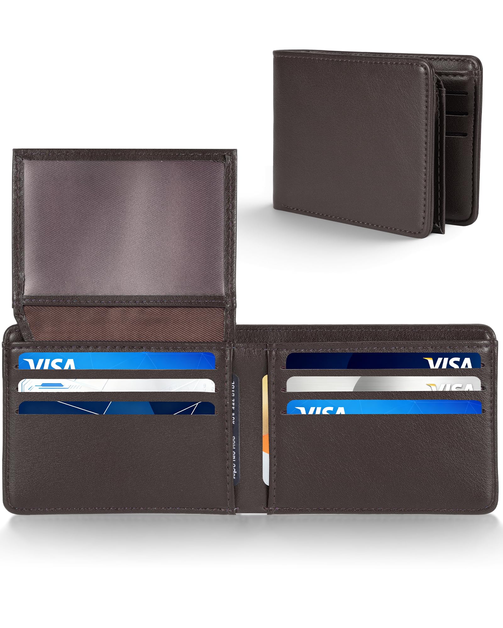 GNDR Wallet For Men Bifold Coffee RFID Blocking Faux Leather Slim Wallets