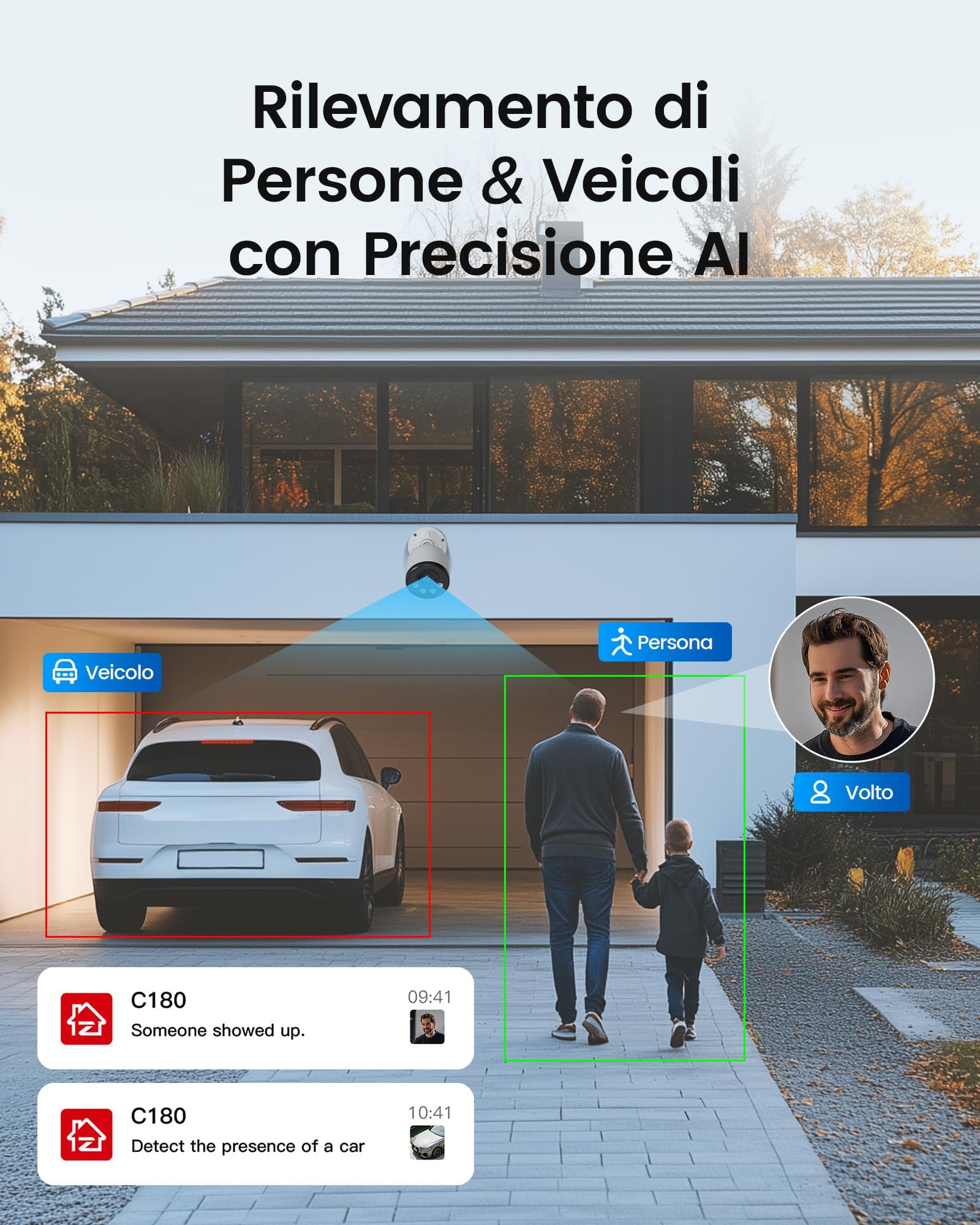 ZOSI 4K 8CH - Kit di videosorveglianza PoE per esterni, telecamera IP PoE 8MP con 8 CH 8 MP NVR, rilevamento di persona, allarme istantaneo, accesso remoto, visione notturna e registrazione 24/7