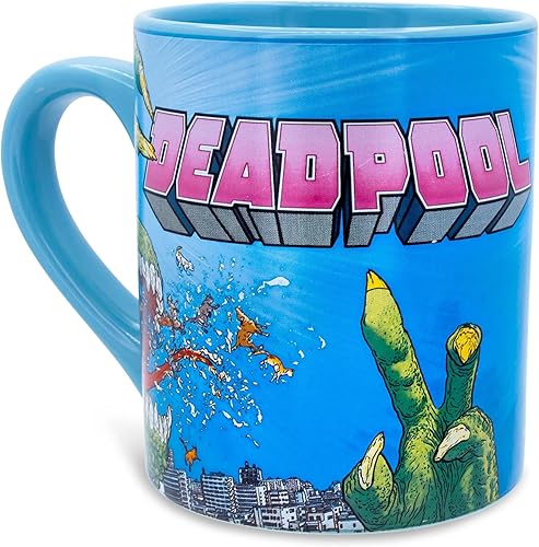 Miniatura 2 de Marvel Comics - Taza de cerámica con texto en inglés "Best Mug Ever" de Deadpool Taza de café sin BPA para expreso, té, cacao Capacidad para 14