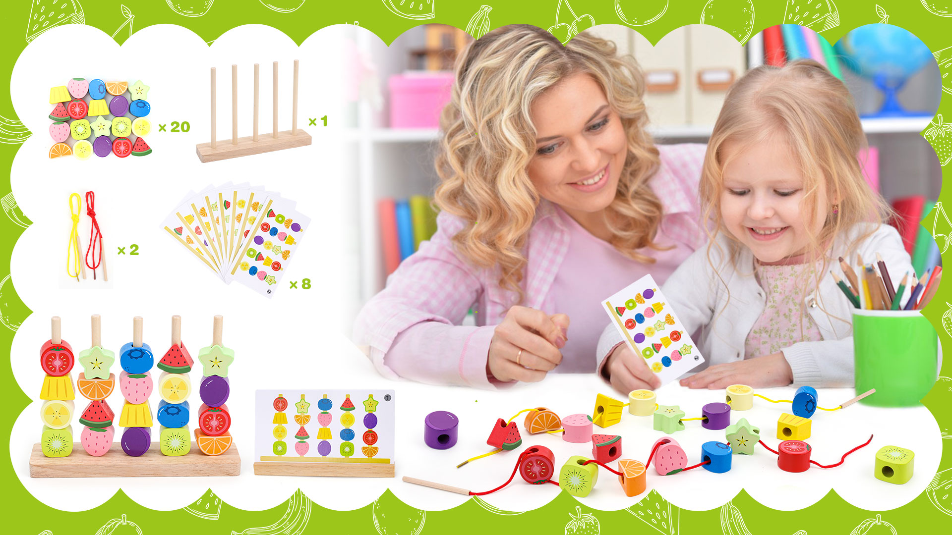 Grosse Perle en Bois Enfant 2 Ans, 42pcs Jouets de Filetage en Bois avec Perles Animaux Fruits Montessori Jouets Éducatifs Anniversaire Cadeau pour Garçons Filles 2 3 4 Ans | Votre wishlist sur Grosse Perle en Bois Enfant 2 Ans, 42pcs Jouets de Filetage en Bois avec Perles Animaux Fruits Montessori Jouets Éducatifs Anniversaire Cadeau pour Garçons Filles 2 3 4 Ans | Votre wishlist sur