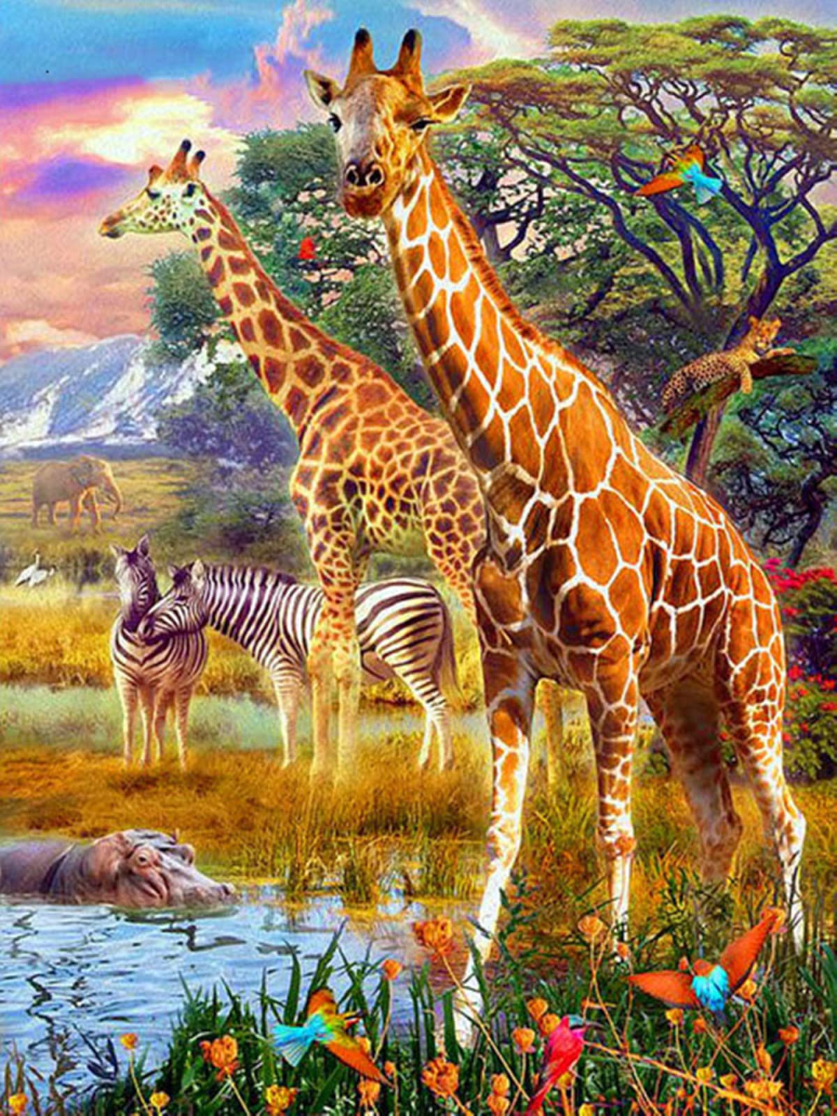 5000 Bunte Puzzleteile Giraffe öLgemäLde Puzzles FüR Erwachsene Puzzles Tiere Puzzles Dekoration Fertige Größe 156×105cm