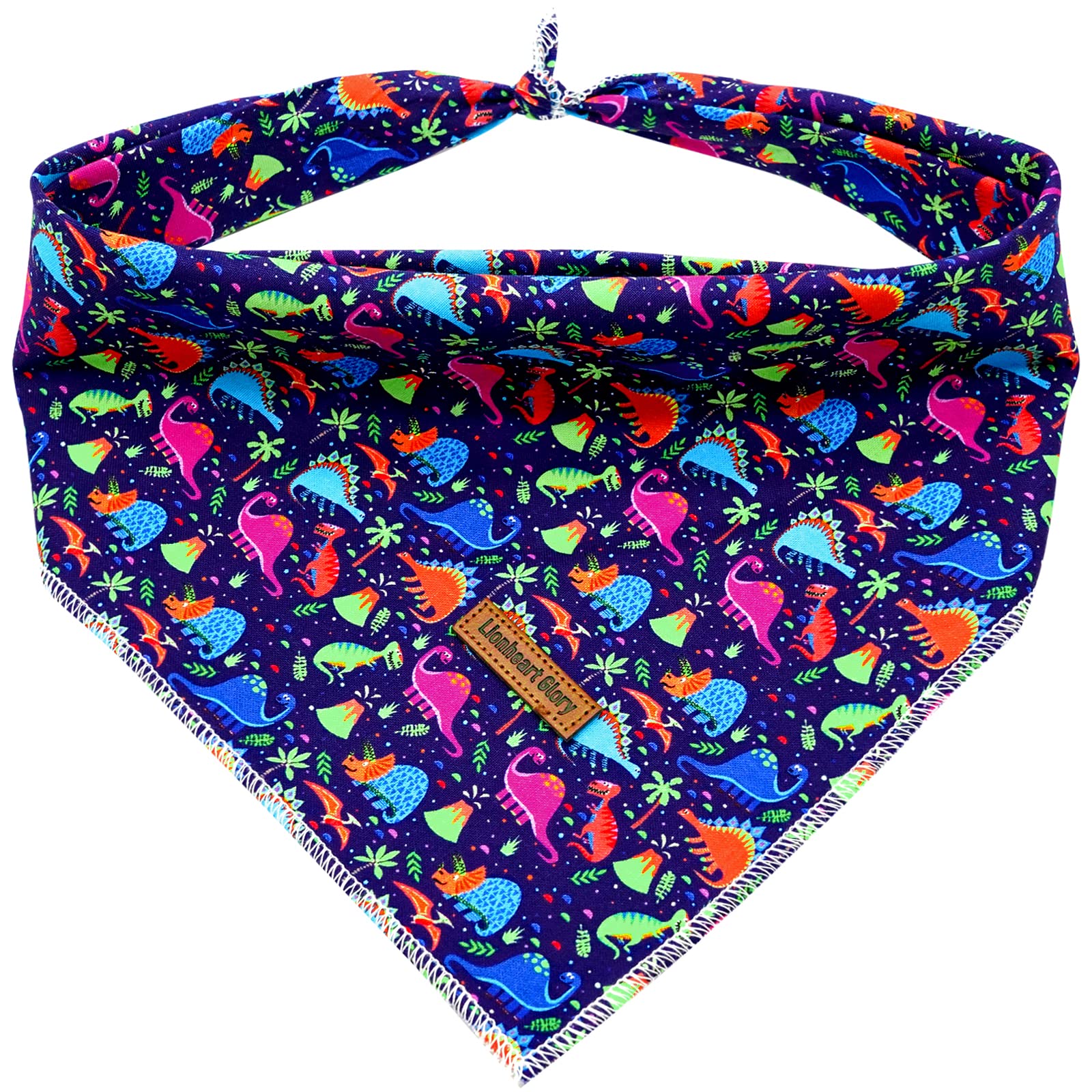Lionheart Glory Dinosaurs Bandana - Washable Soft Dog Scarf, Square Adjustable Bandana for Medium Large Dogs