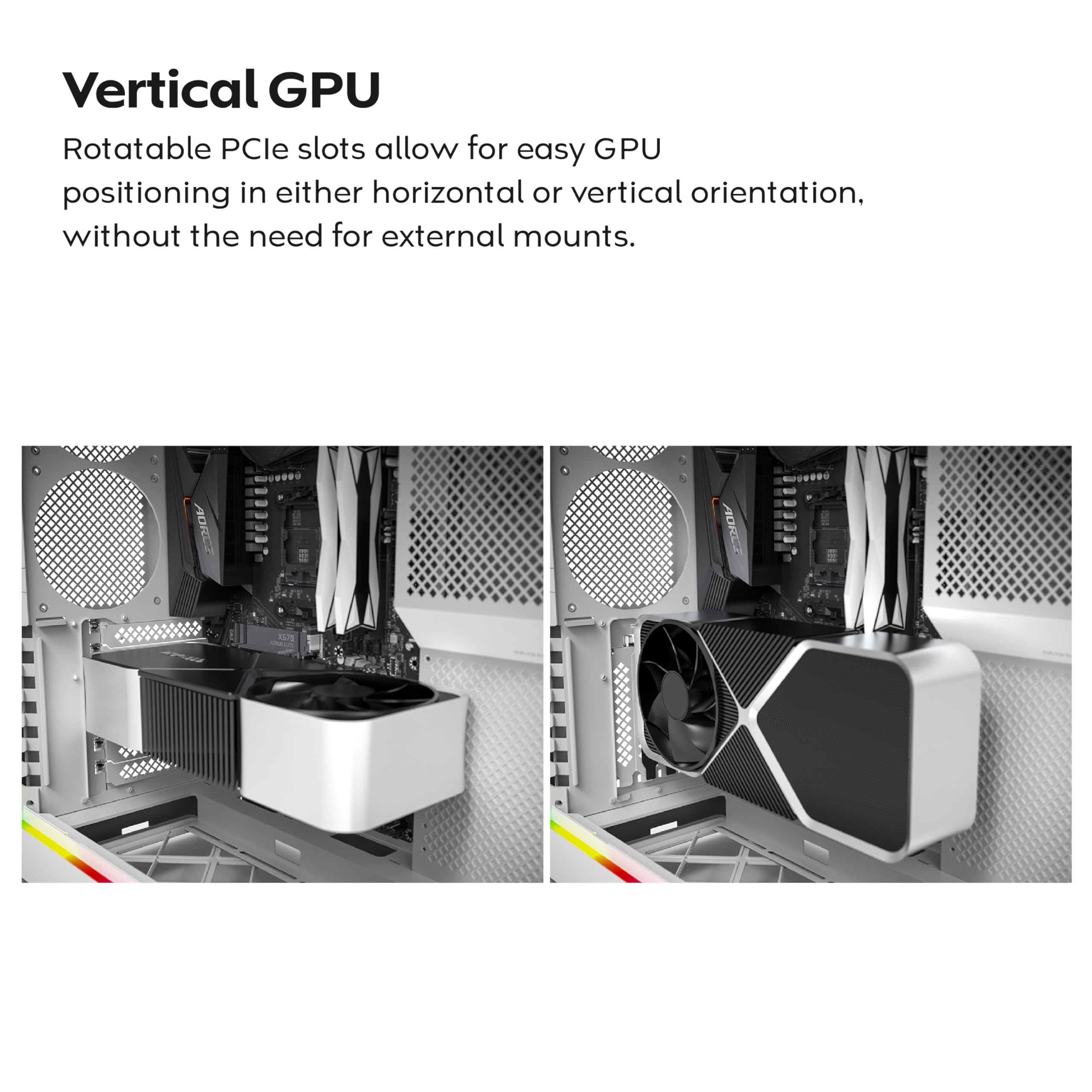 MONTECH HS01 Pro, ATX Mid-Tower PC Case, Gaming PC, High-Airflow, Reversible Layout, Mesh Front Panel, 5X ARGB PWM Fan Pre-Installed, Sink-in Design, Toolless Panels, White