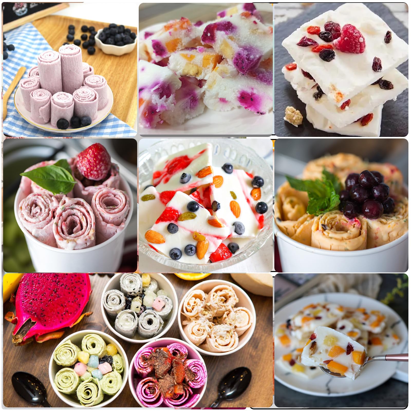 DBREAKS Gelato istantaneo, rolld Ice Cream Maker, gelato istantaneo,piastra per gelato, gelatiera,vaschetta per il ghiaccio, gelato fatto in casa, in acciaio inox per yogurt gelato sorbetto,Bianco