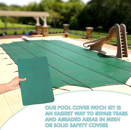 Miniatura 6 de Kit de parches de reparación de cubierta de seguridad para piscina de invierno, 12 paquetes múltiples, 6 piezas de 12 x 8 pulgadas y 6 piezas de 8 x