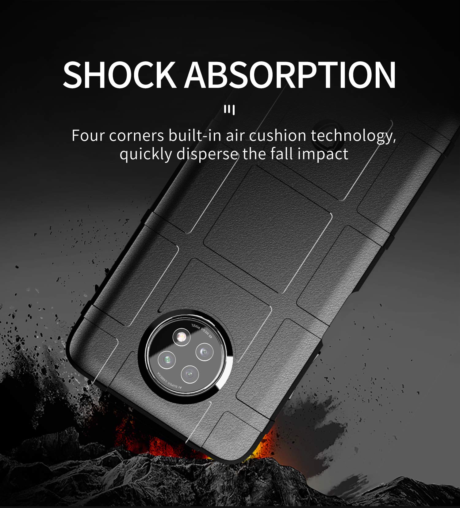TingYR Cover Antiurdo Per Xiaomi Redmi Note 9T 5G: Custodia Flessibile TPU Morbida Con Bordo Antiscivolo (Nera)