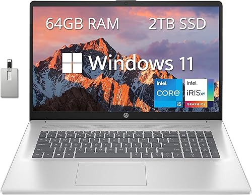 HP Portátil empresarial FHD antirreflejo de 17.3", Intel Core i5-1335U, 64 GB de RAM, SSD de 2 TB, teclado retroiluminado, numpad, cámara web, carga