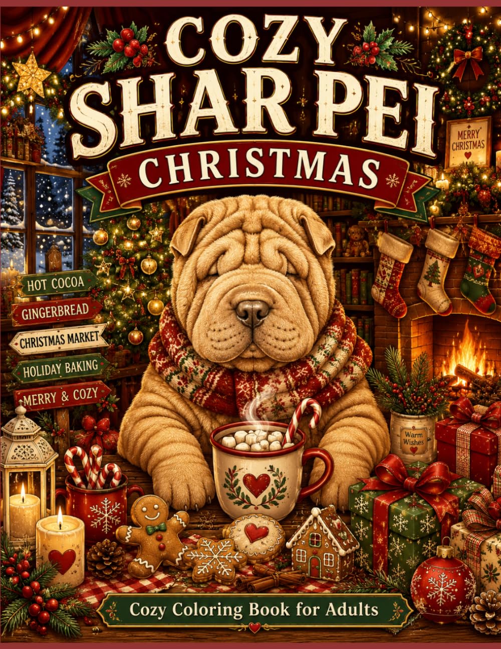 Cozy Shar Pei Christmas: A Cozy Christmas Coloring Book for Adults with Cute Shar Pei Dogs, Holiday Baking, Christmas Markets, Hot Cocoa, Winter ... Scenes (Cozy Shar Pei Coloring Book Series)