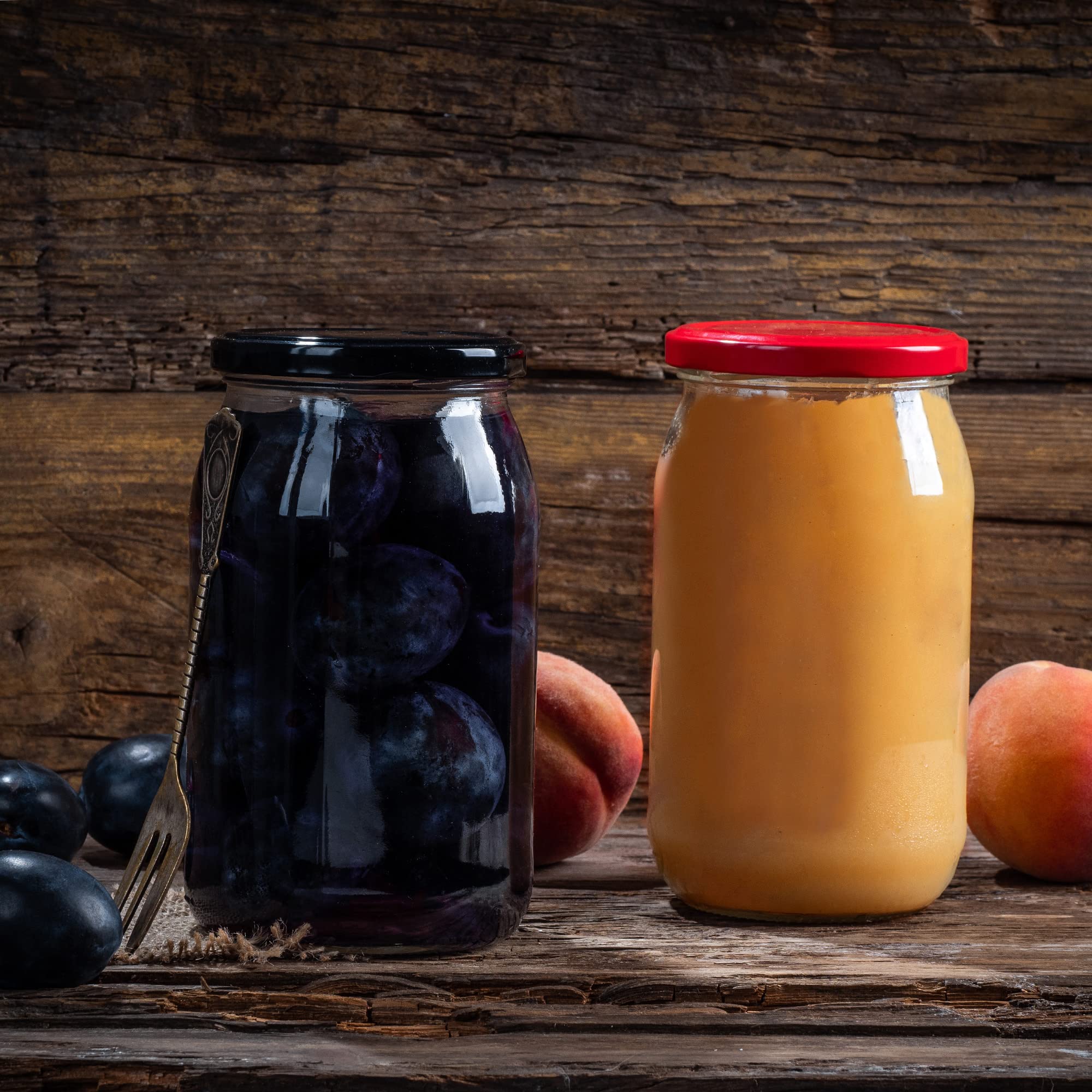KADAX grandi barattoli in vetro 900ml Ø82 a quadretti verdi – tappo a vite ermetico, per conserve, sottaceti, verdure lacto-fermentate e marmellate fatte in casa