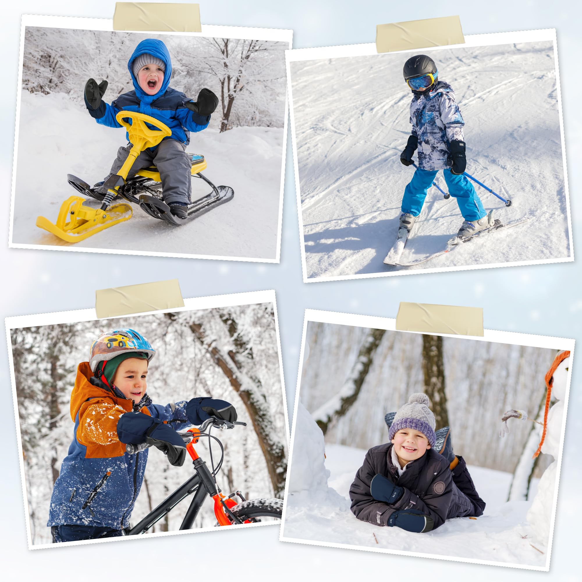 MCTi Skihandschuhe fäustlinge Kinder Wasserdicht Wärme Junge Mädchen 1-15J