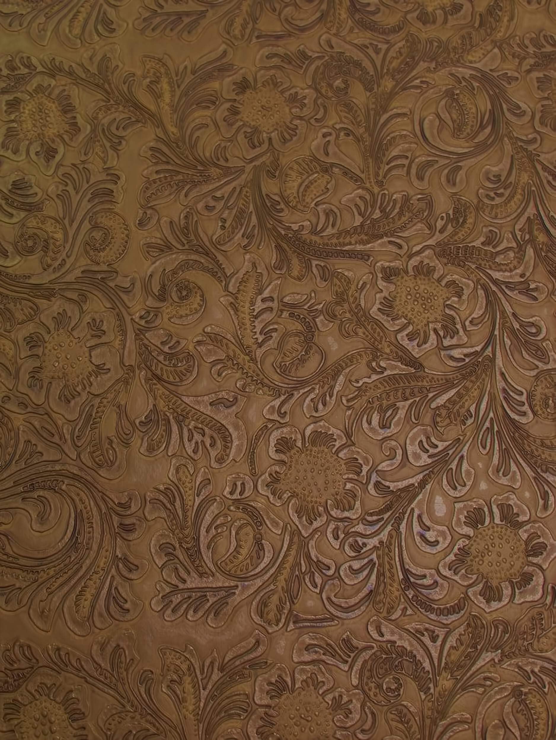 DuroLast™ Vintage Western Floral Pu Leather Fabric by The Yard DIY Upholstery Accessories Fashion (Nugget)