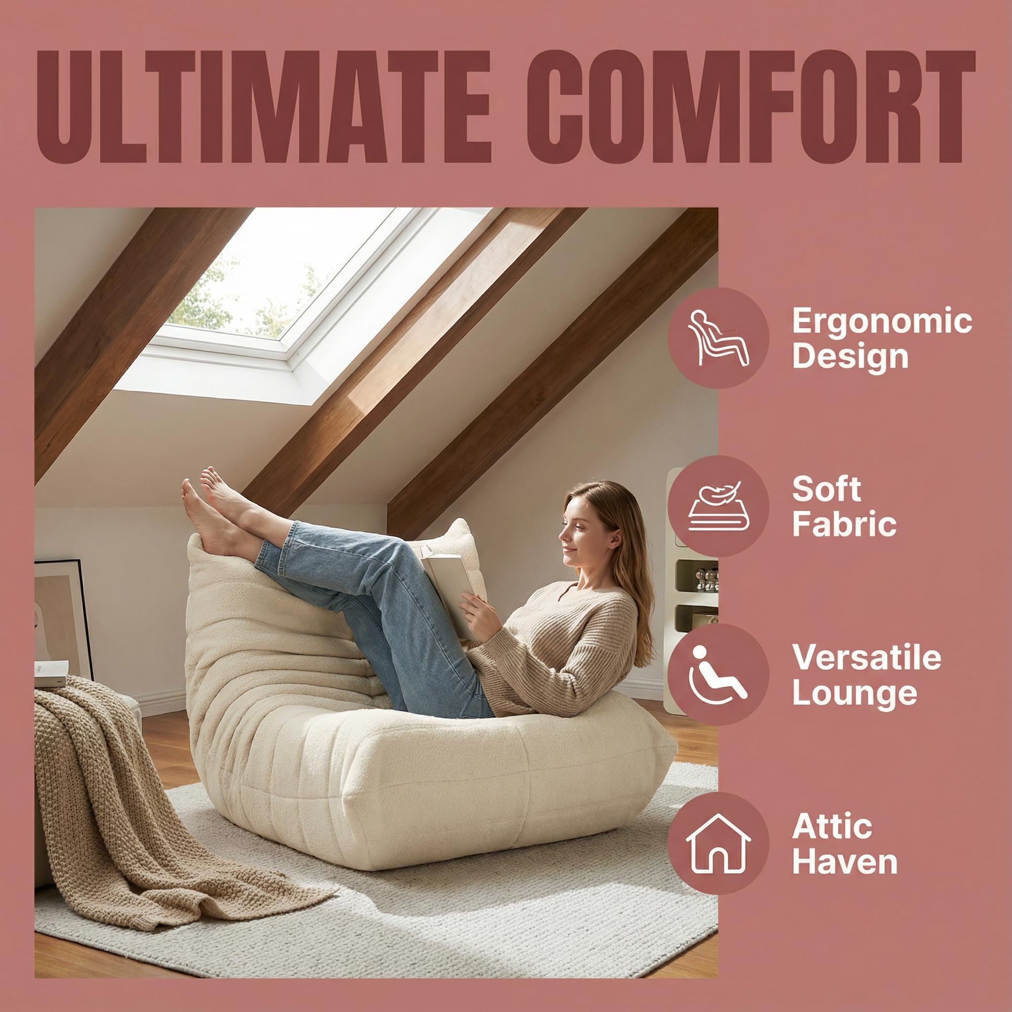 KeepGoon Chaise de sol pliable - Canapé paresseux - Chaise de méditation - Pouf - Canapé de sol - Fauteuil de relaxation - Coussin thaï pour les loisirs, la méditation pour la maison ou le bureau -