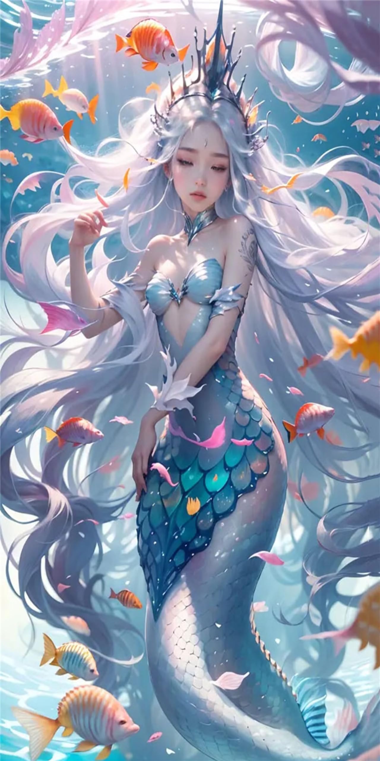 Kit complet 5D diamond painting sirène en strass carrés 120x60cm pour broderie