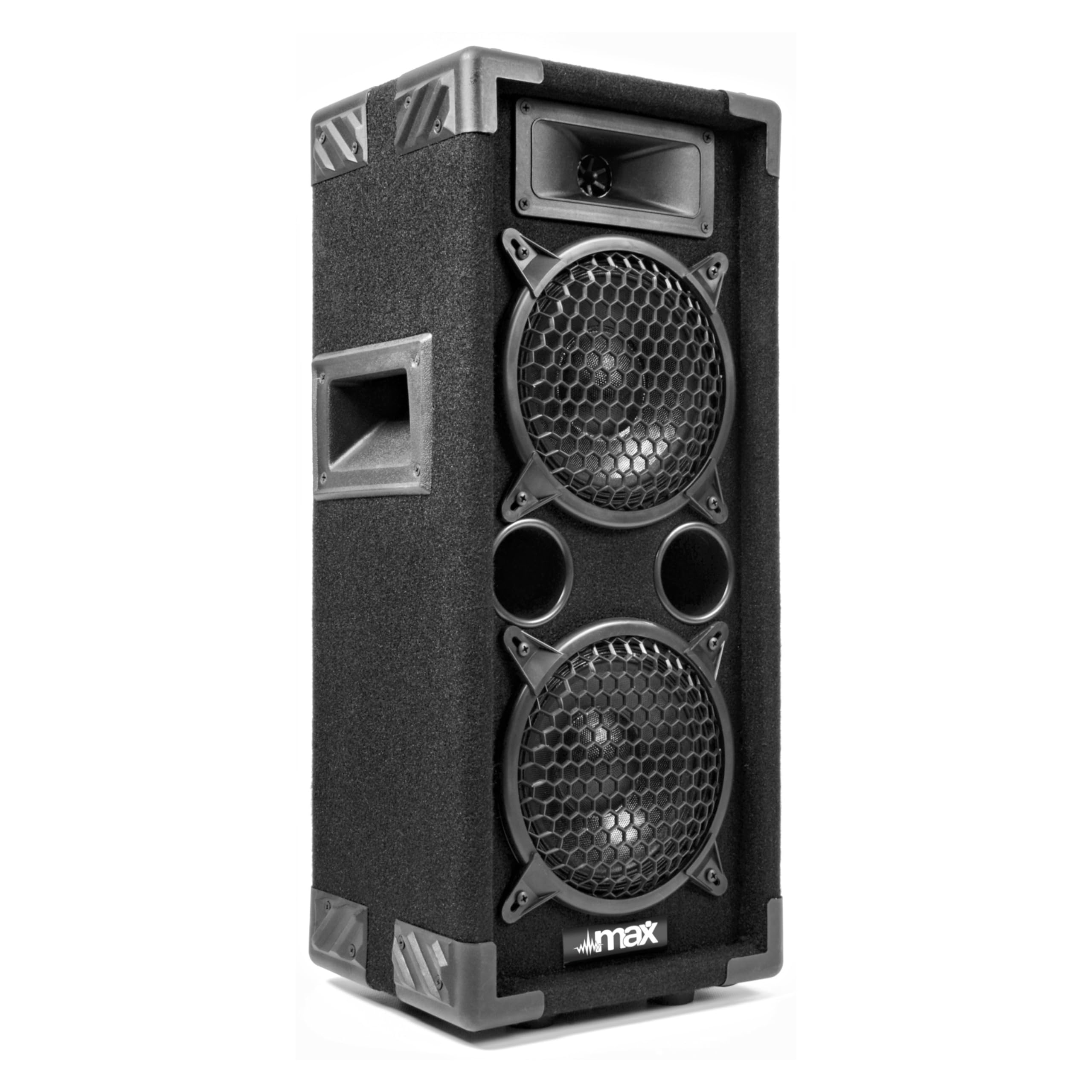 MAX26 + SPL700 – Sistema de Sonido DJ 700W con 2 Altavoces, Amplificador y Cable de 10m – Compatible con mezcladores, Controladores Midi, Smartphones y más – Potente y fácil de Instalar