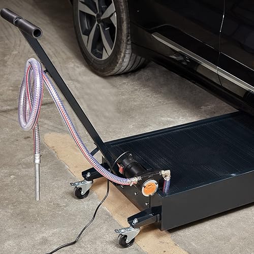 Miniatura 8 de VEVOR Bandeja de drenaje de aceite de perfil bajo, bandeja de drenaje de aceite de 20 galones con bomba, bandeja de cambio de aceite con bomba