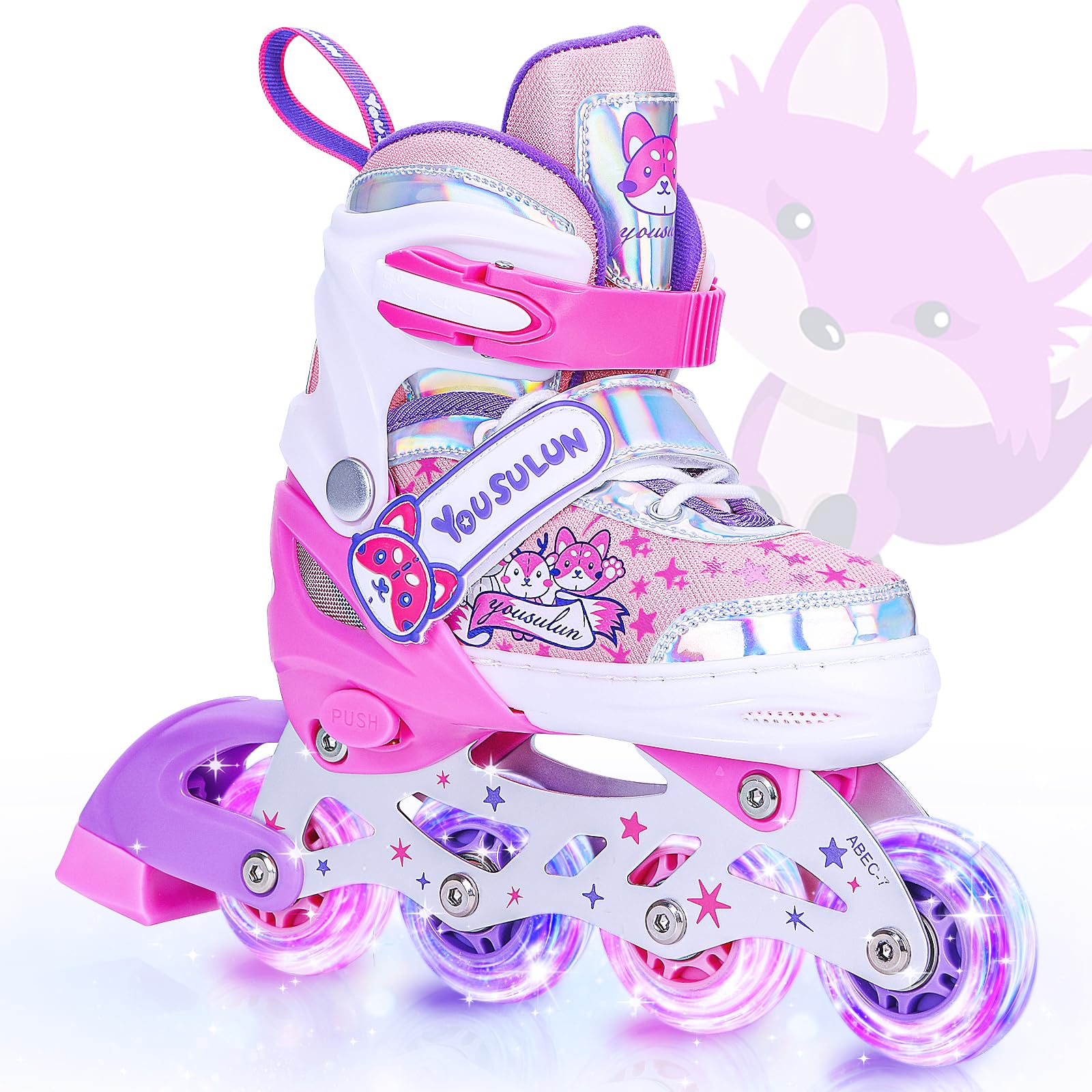 Inline Skates for Kids and Adults, Adjustable Size Roller Skates with Flashing Wheels, Single Row Skate Shoes Roller Blades for Children Teens Youth Beginner Sport Skating