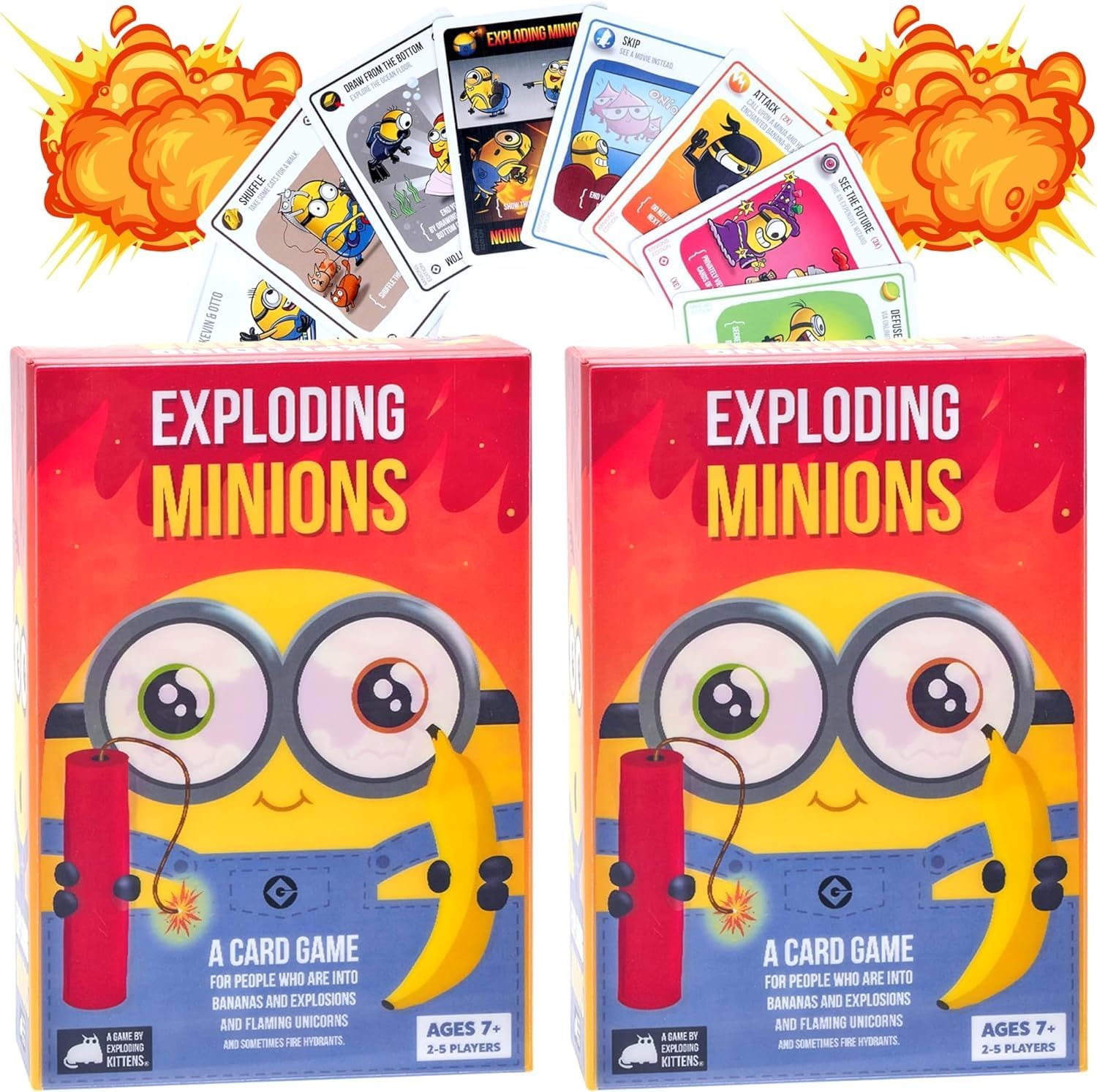 Exploding Minions Card Game & MyMoji Minions Collectible Figure Head Gift Sets (2X