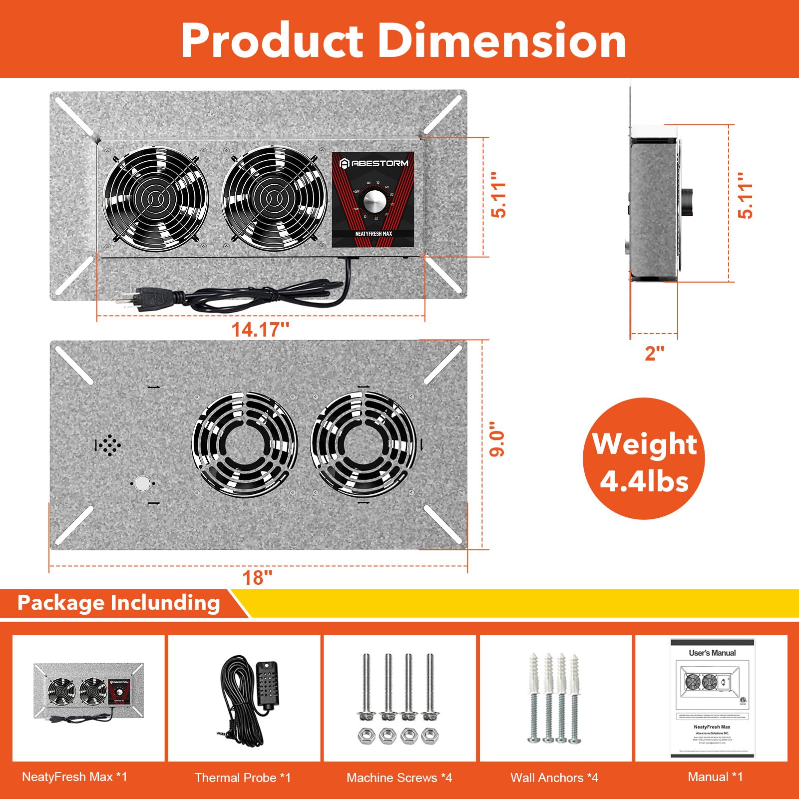 Abestorm Ventilador de ventilación Crawlspace con humidistato, ventiladores de ventilación de sótano con termostato de protección contra deshumidistato y congelación, ventilador de ventilación dual