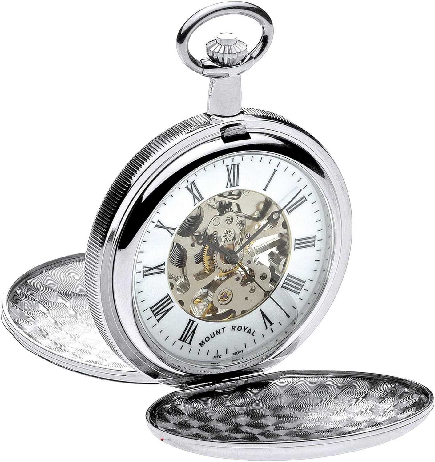 ポリッシュ懐中時計スケルトンのフルダブルハンタークローム - 17ジュエル機械