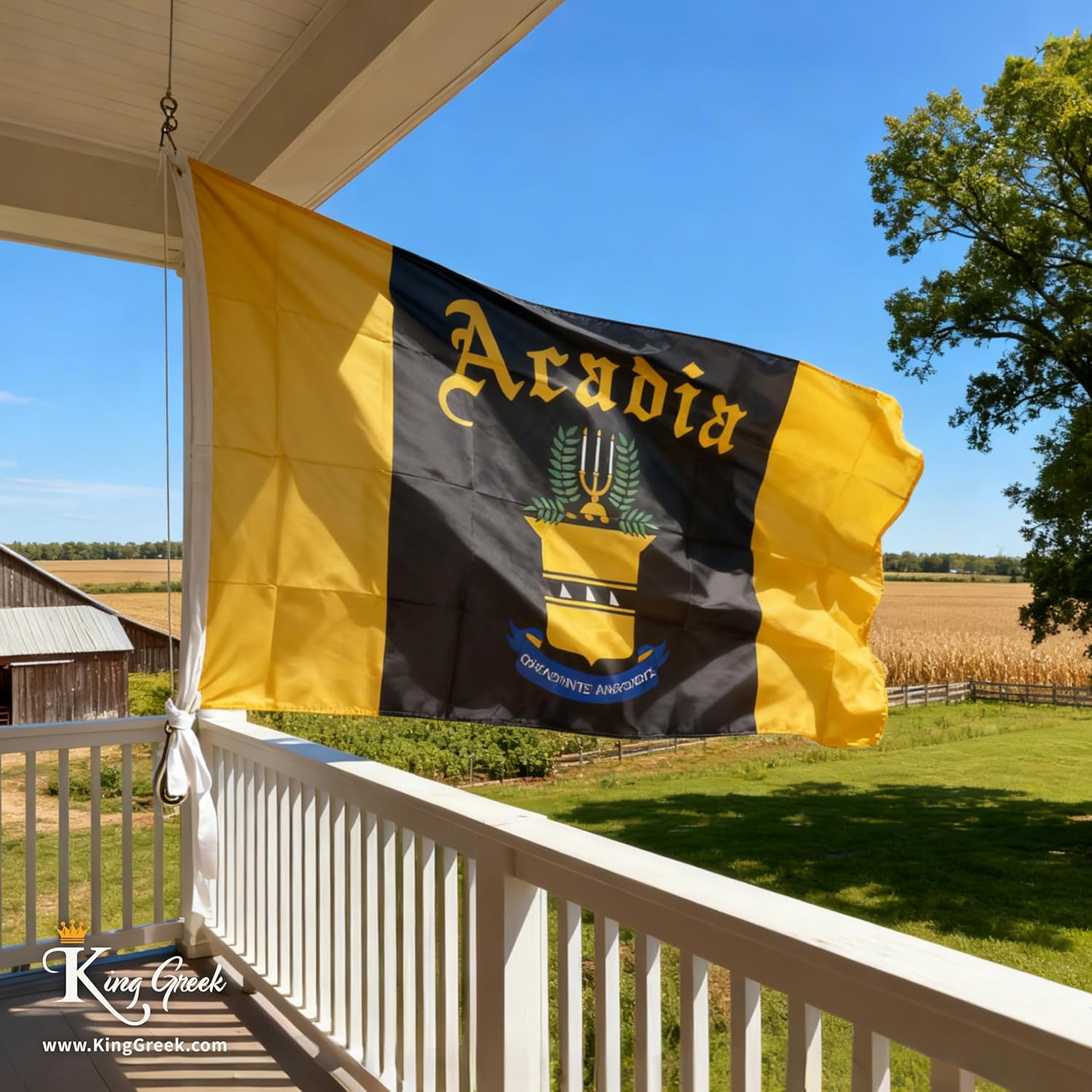 King Greek Acadia Flag Official Fraternity,Brass Grommets & Double Stitch,Polyester Banner Wall Decor for Outdoor Indoor Decoration,3x5 Feet