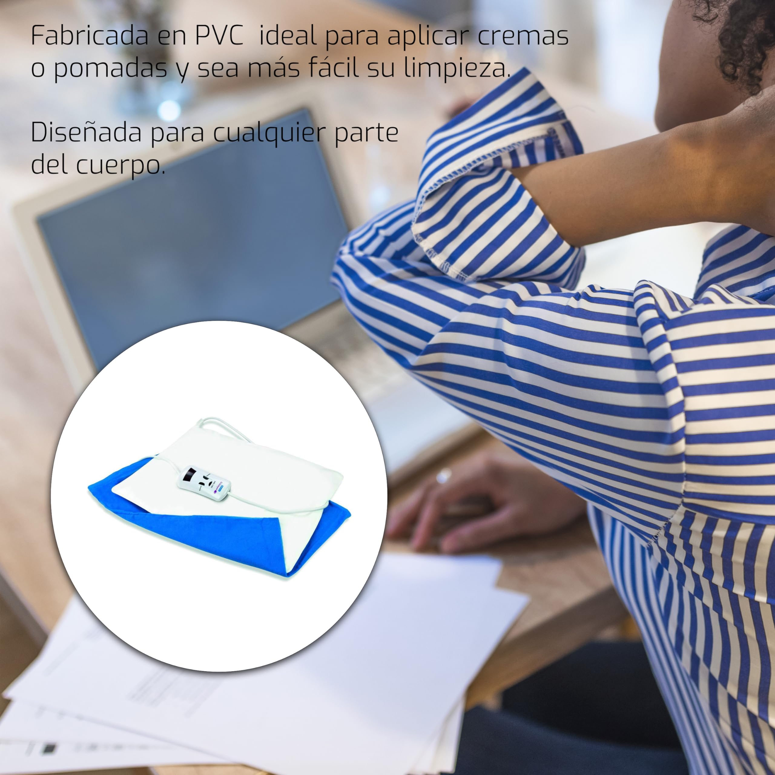 Pekatherm Almohadilla Eléctrica Universal Pequeña con Funda | Tamaño 40x30 cm | 110 W de Potencia y 4 Niveles de Temperatura | Almohadilla Térmica Elaborada en PVC y Funda de Algodón 100% U20P